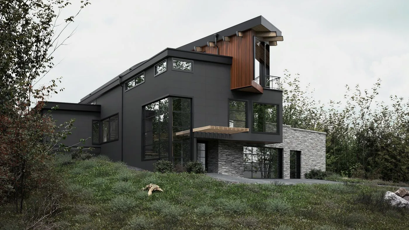 Bearspaw custom home rendering — front angle