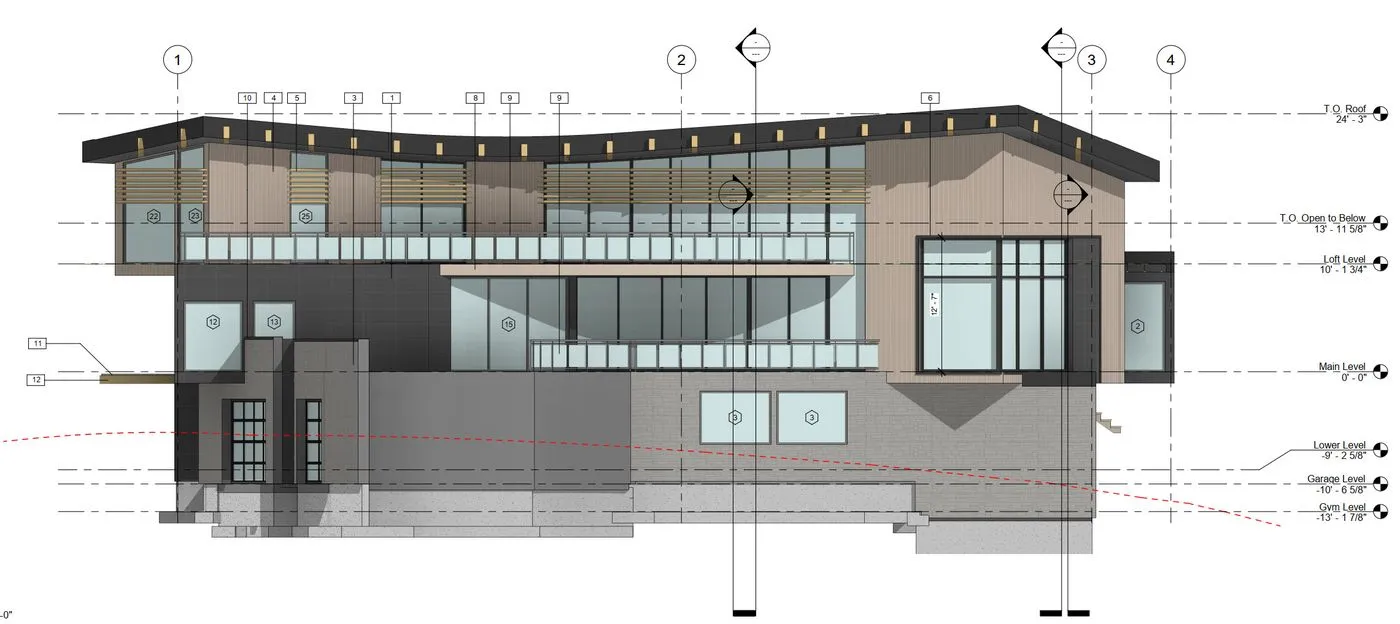 Bearspaw residence architectural section drawing