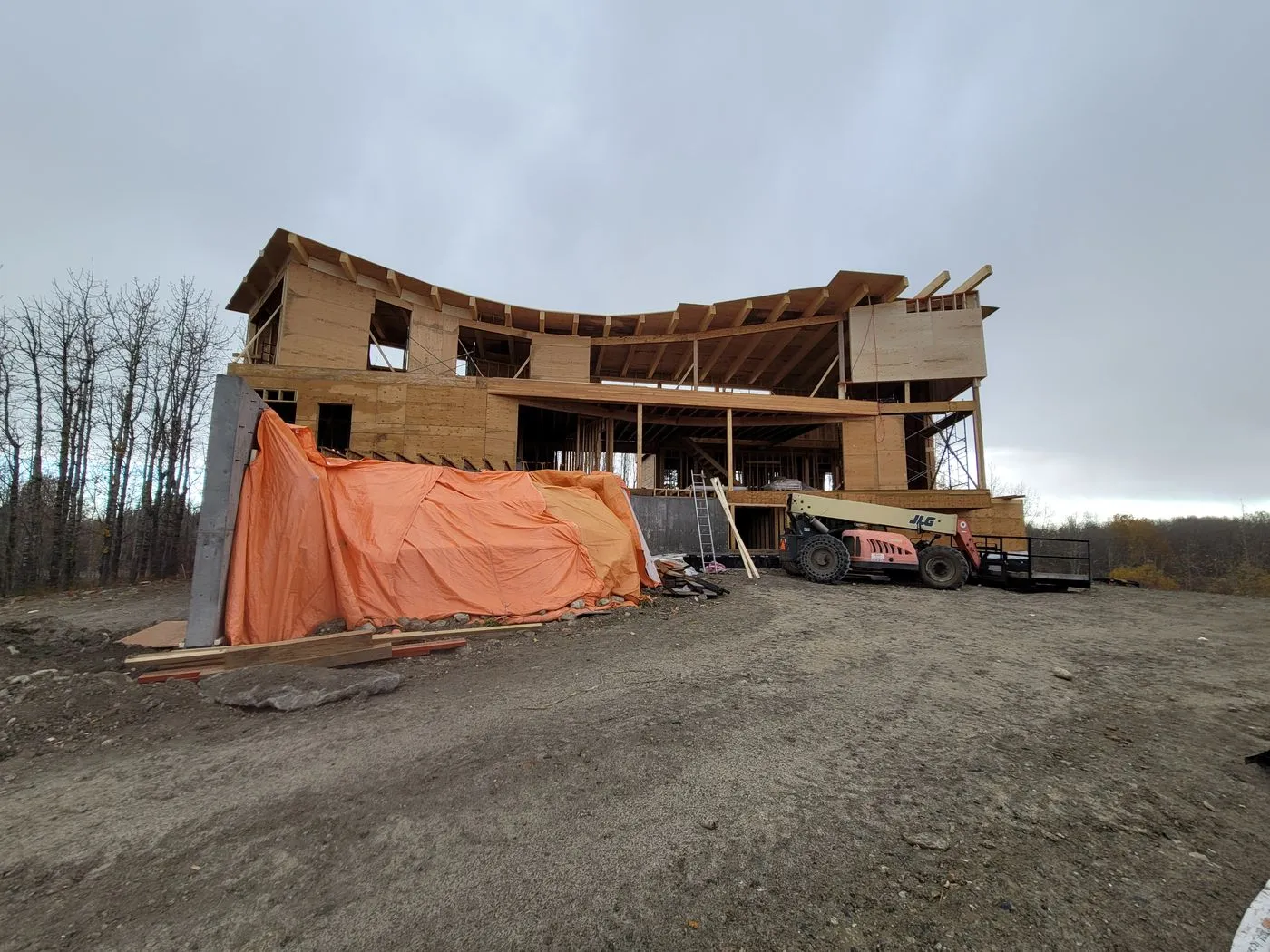 Custom home framing construction site