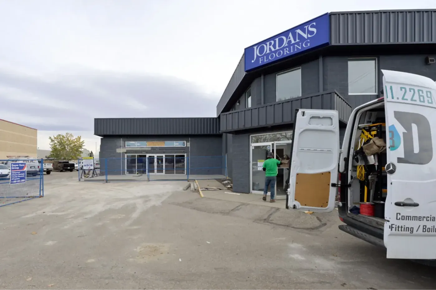 Jordans flooring commercial renovation exterior progress